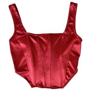 Streetwear Society Red Velvet Corset Top Back Zip (Size Medium)